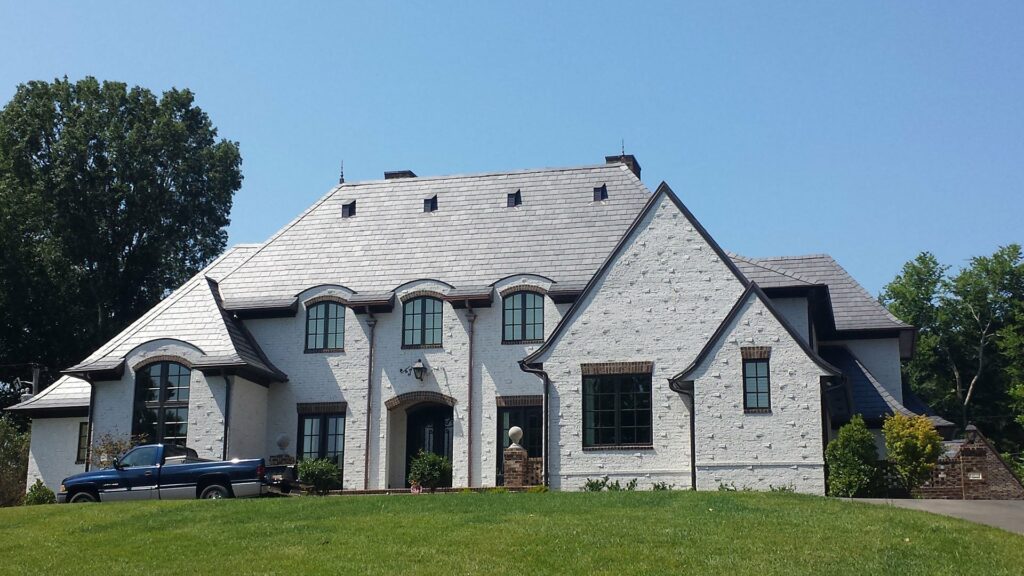 beautiful white brick home exterior