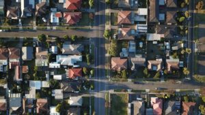bird's eye view of neighborhood blocks