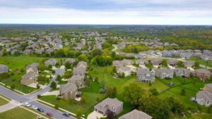 aerial view of residential subdivision neighborhood