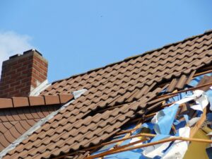 tiled roof with tornado damage